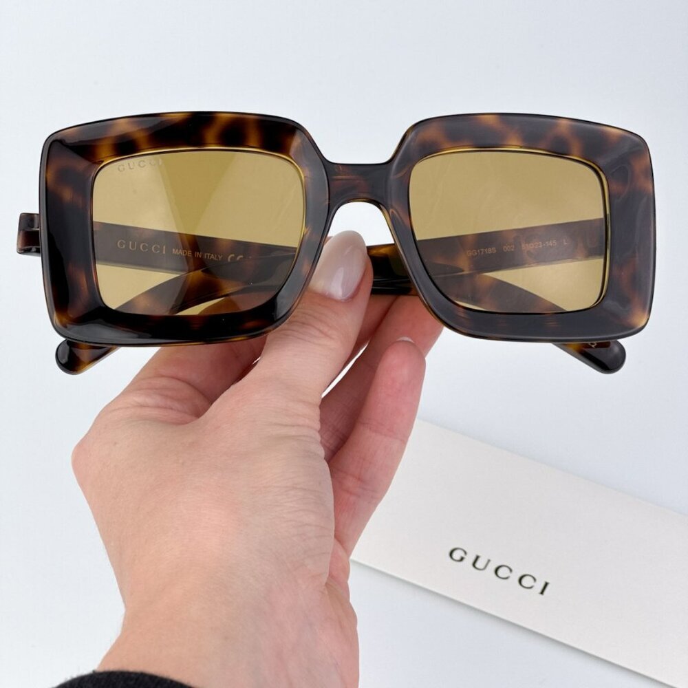 Gucci GG1718S 002  BRAND NEW Sunglasses Havana Brown Women Square